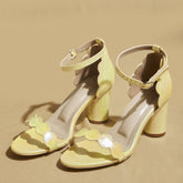 Butter Yellow Open-Toe Block Heels –  3-3.5 Inches | Customizable